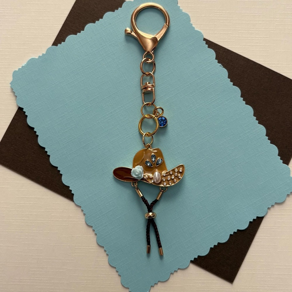 Rhinestone Cowboy Hat Keychain Purse Charm Bag‎ Accessory